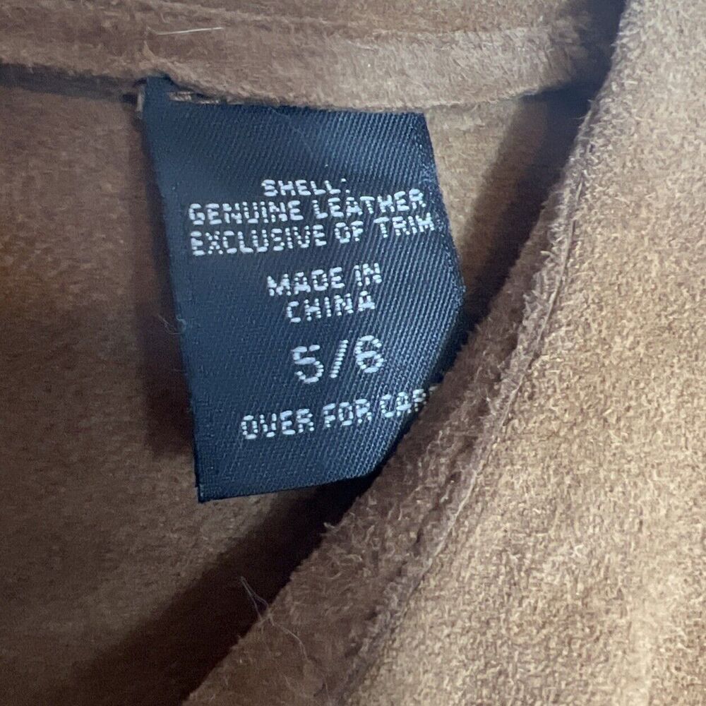 Express Y2K Ruffled Brown Genuine Suede Top Women's 5/6 - Picture 4 of 11